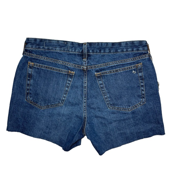 ⚡️SOLD⚡️Rag & Bone Fray Raw Cut Dark Blue Denim Cotton Shorts Size 28 NEW - Picture 5 of 16